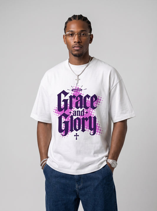 Grace and Glory halo cross Christian graphic tee
