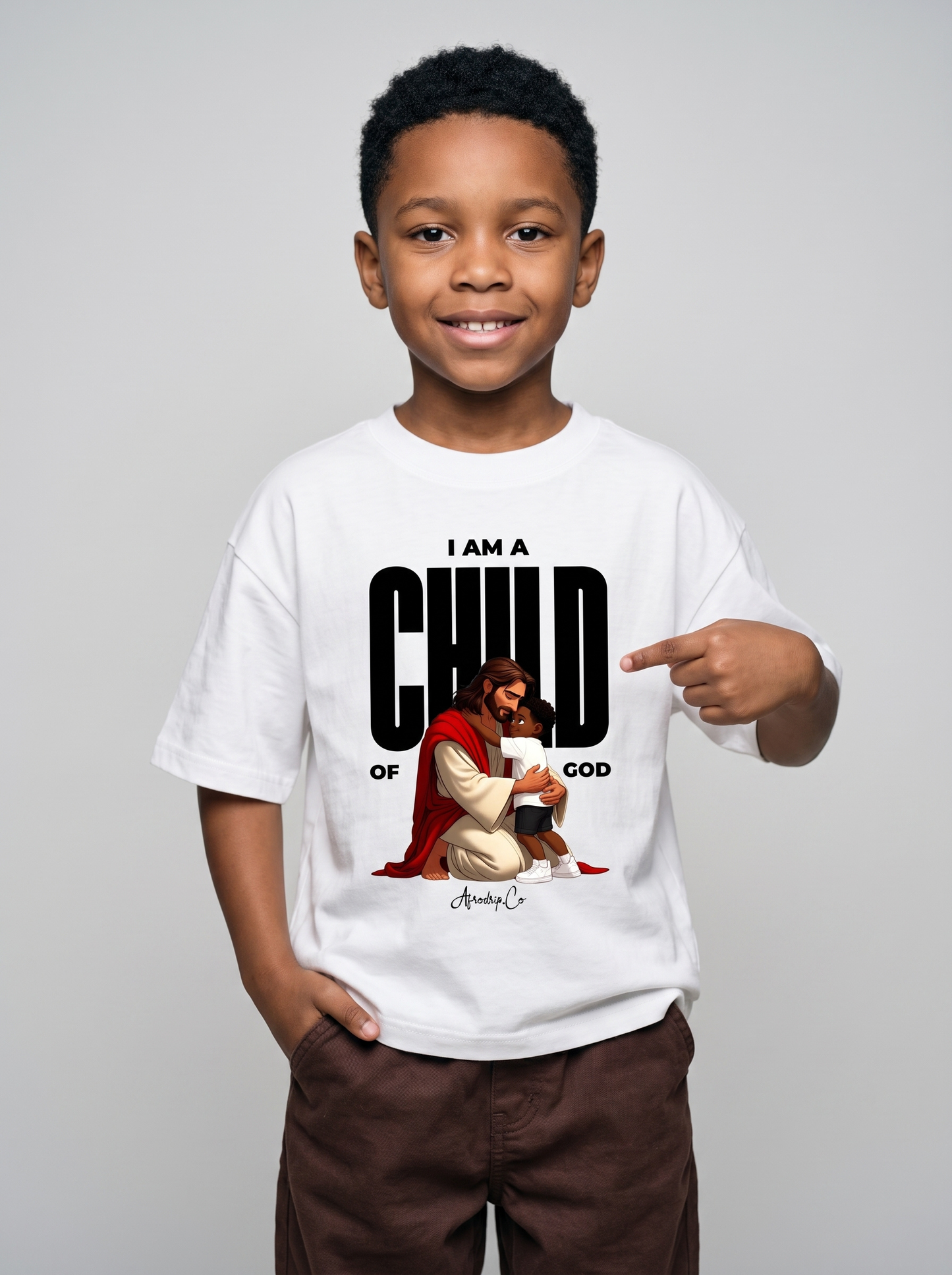 Child of God Jesus embracing child kids tee