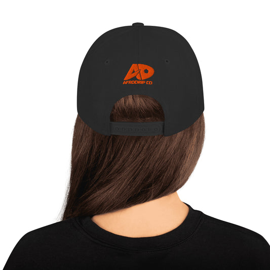 AfroDrip 'Chop Life' Snapback Hat in black, back view showing the adjustable snapback closure