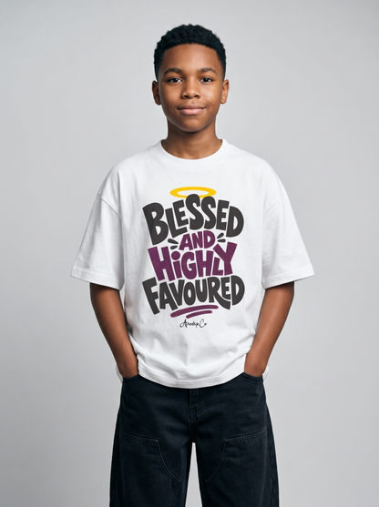 Blessed and Highly Favoured kids t-shirt
