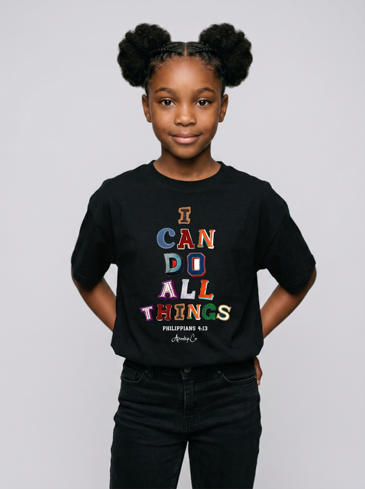 I can do all things kids Christian graphic tee