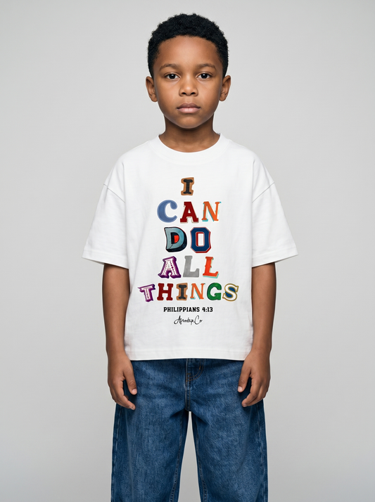 I can do all things kids Christian graphic tee