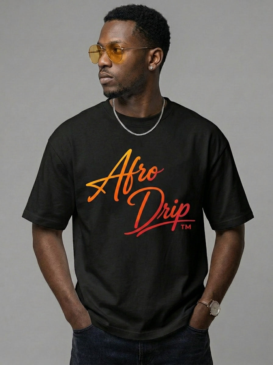 AfroDrip Unisex Premium T-Shirt in black with bold 'Big Energy' graphic print, lifestyle or styled front view