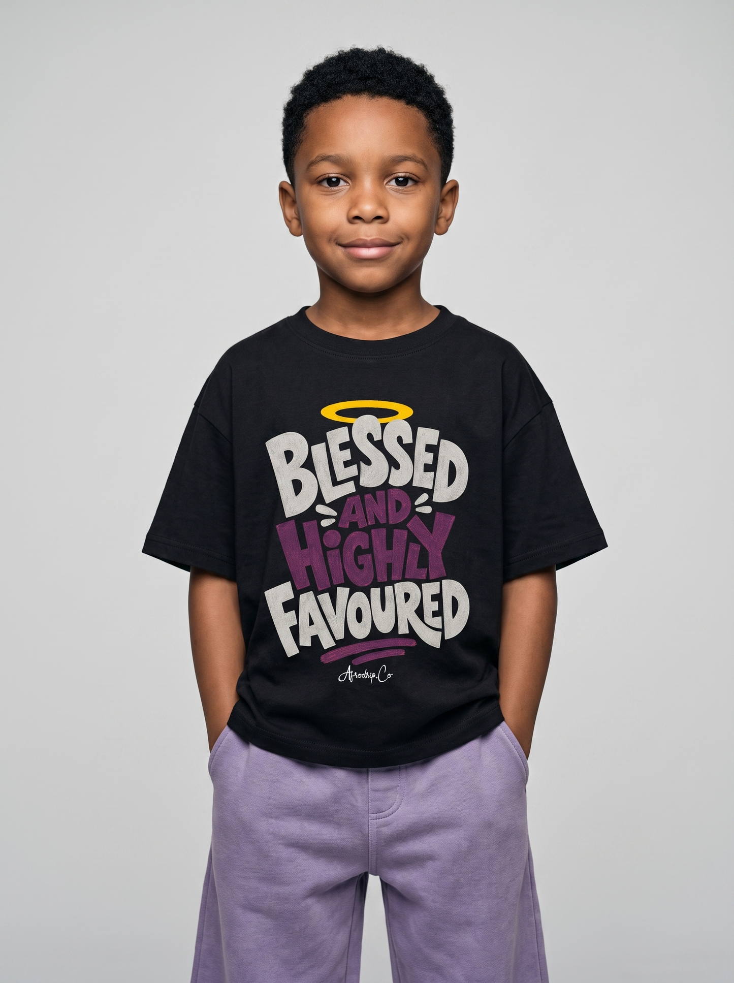 Blessed and highly favoured kids Christian tee