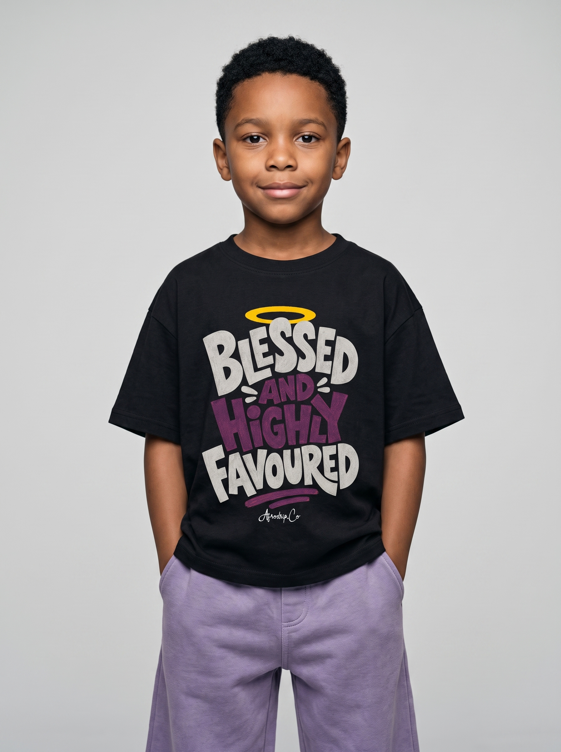 Blessed and highly favoured kids Christian tee