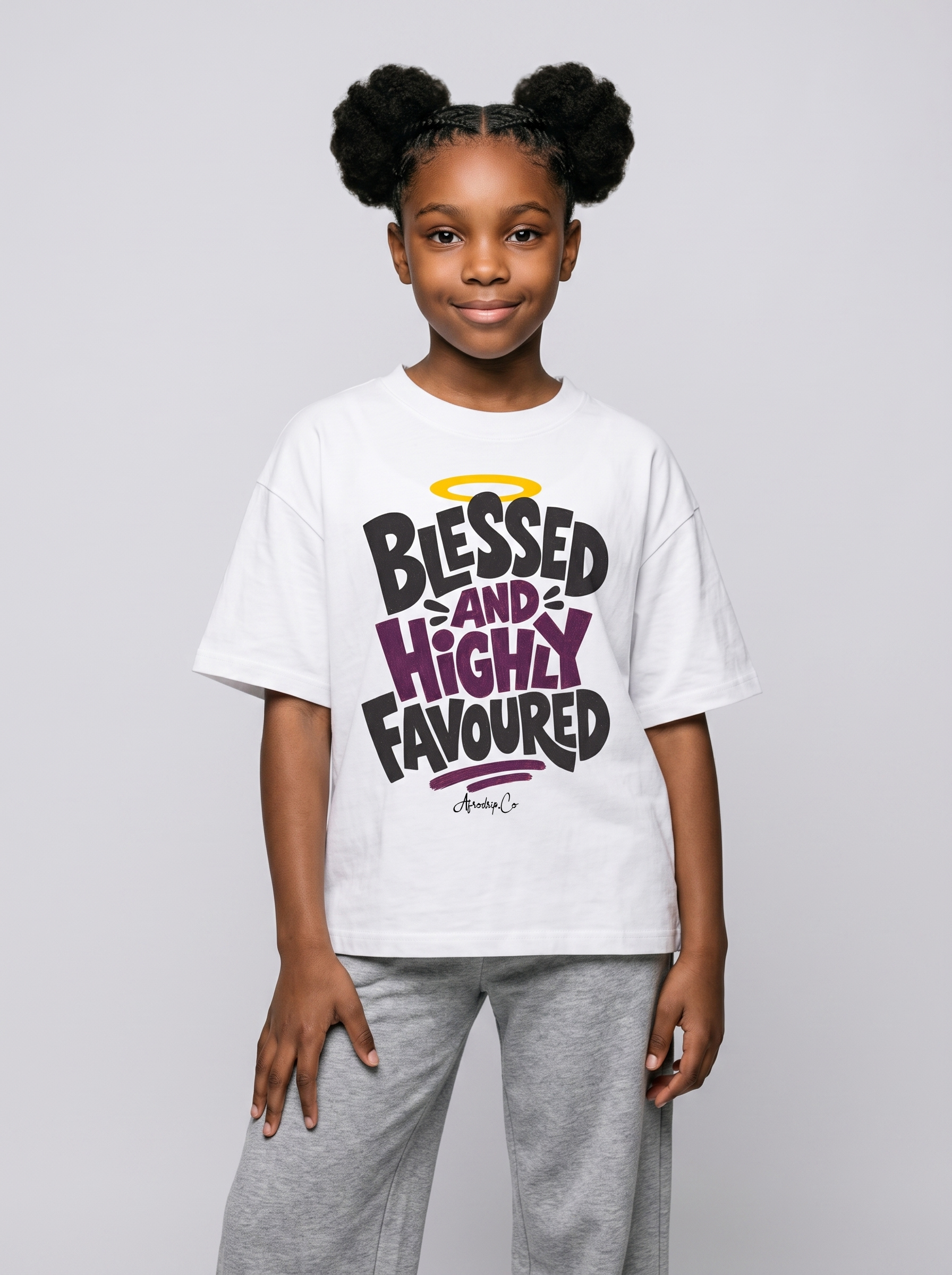 Blessed and highly favoured kids Christian tee