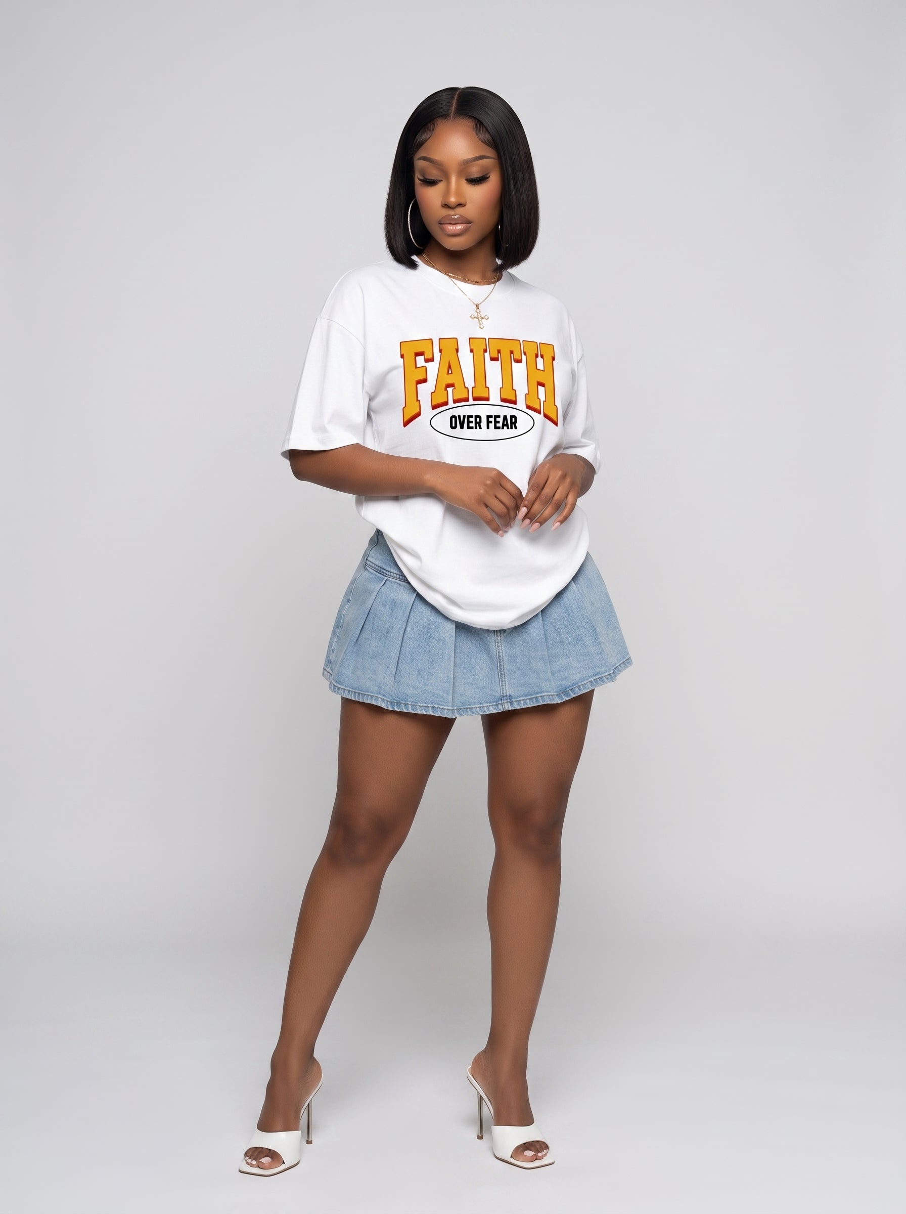Faith Over Fear minimalist Christian graphic tee