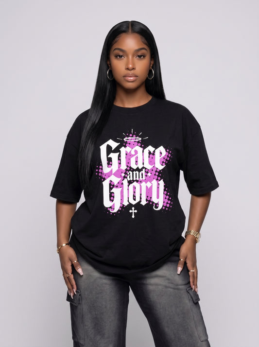 Grace and Glory halo cross Christian graphic tee