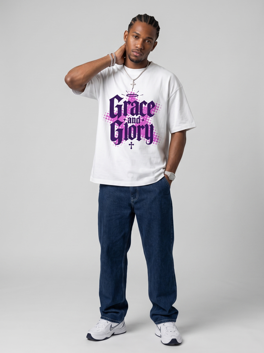 Grace and Glory halo cross Christian graphic tee