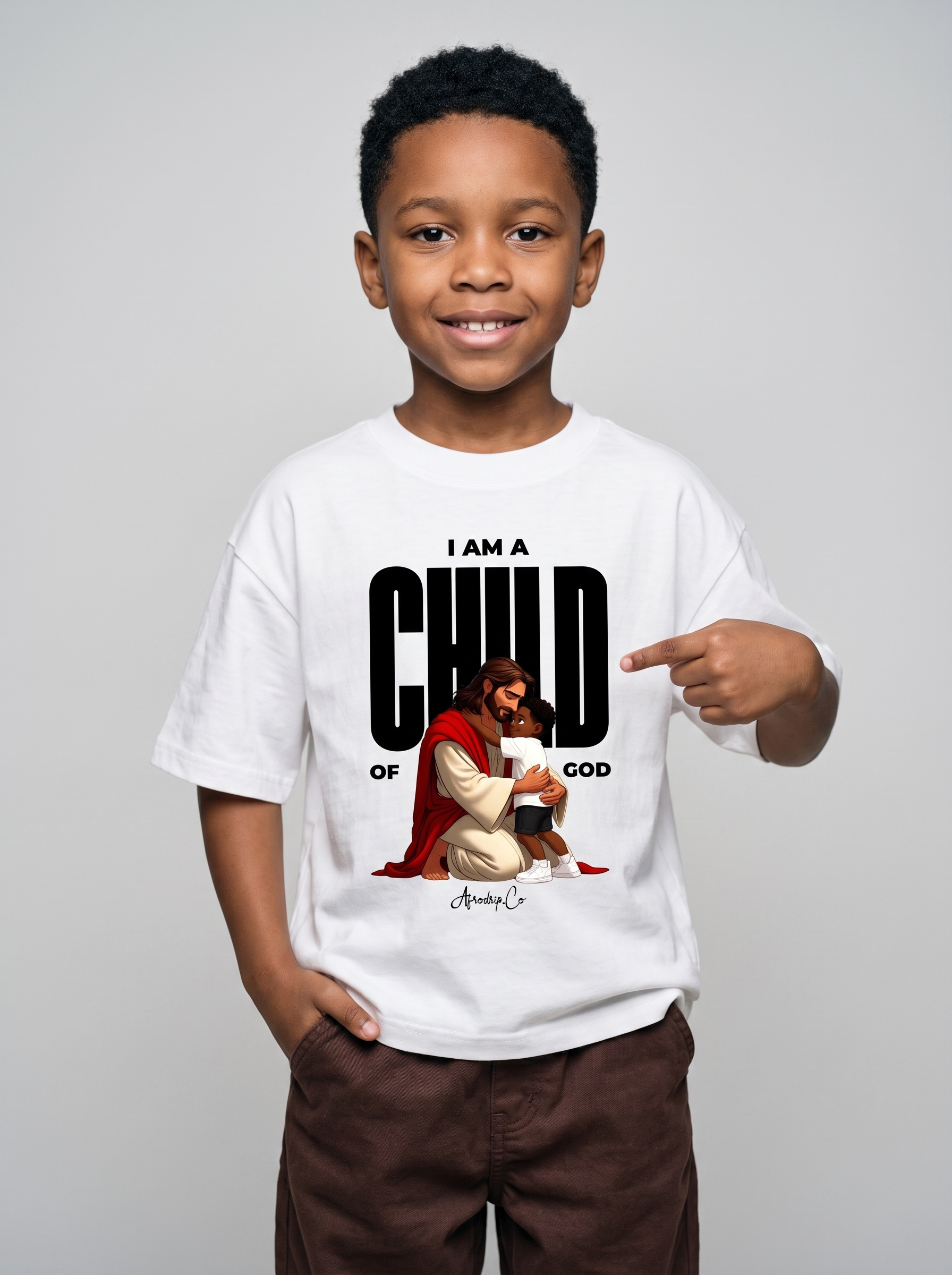 Child of God Jesus embracing child kids tee