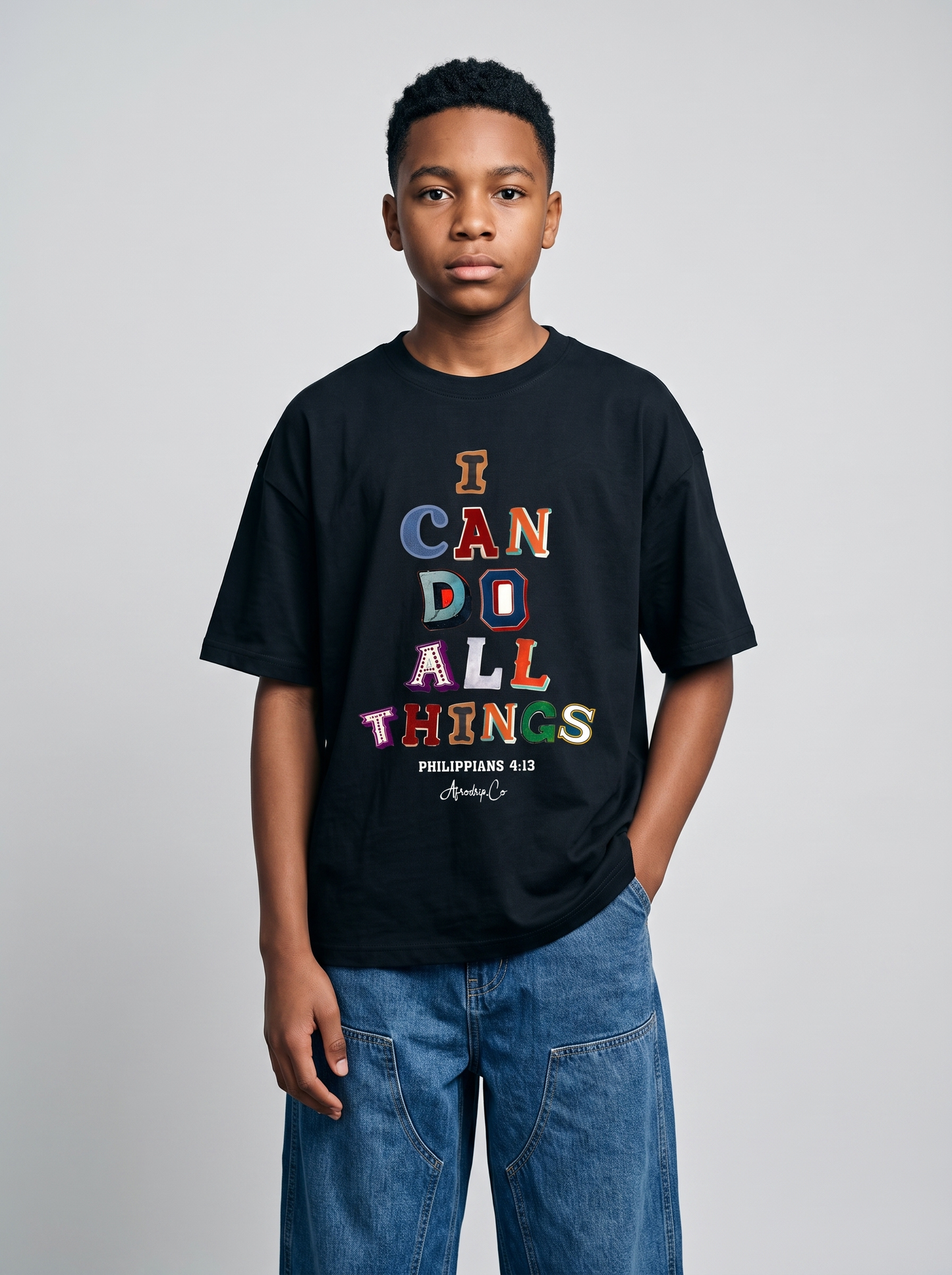 I can do all things kids Christian graphic tee