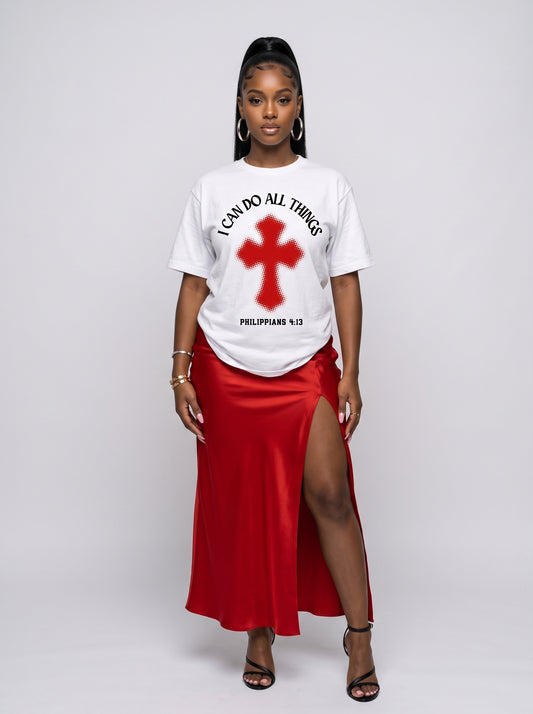 I can do all things glowing cross Christian tee