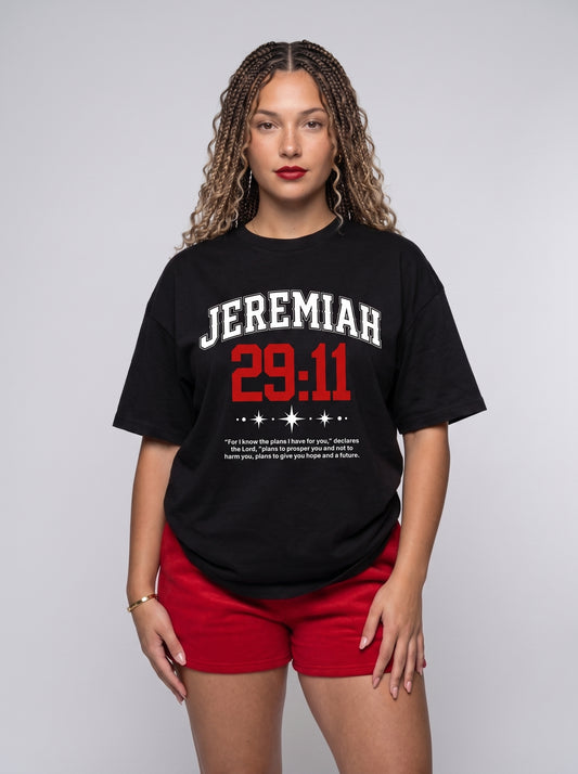Jeremiah 29:11 jersey style Christian graphic tee