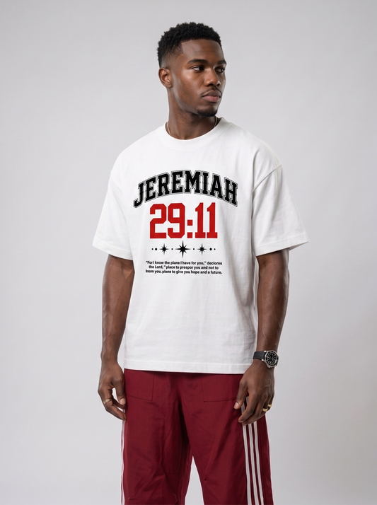 Jeremiah 29:11 jersey style Christian graphic tee