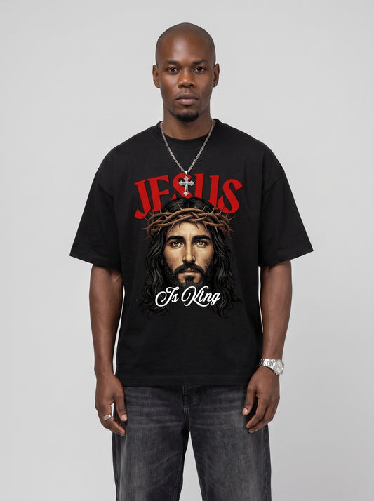 Jesus Is King crown of thorns Christian streetwear tee