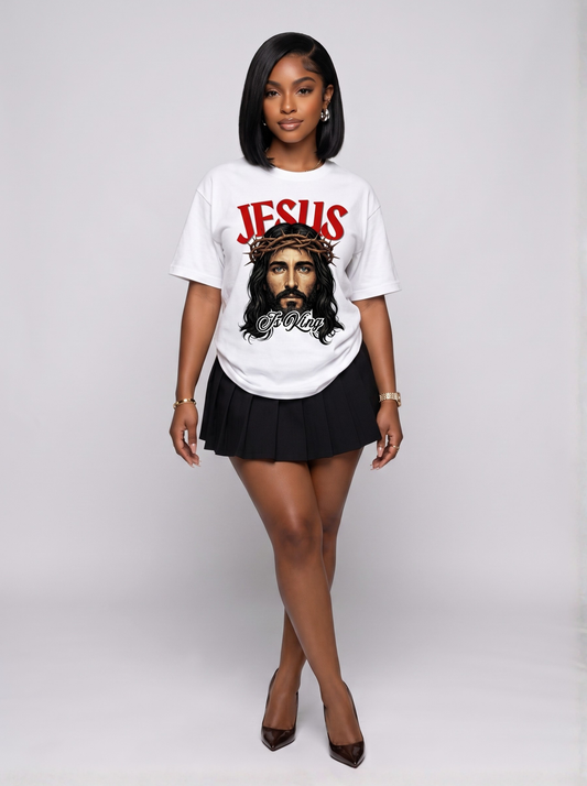 Jesus Is King crown of thorns Christian streetwear tee