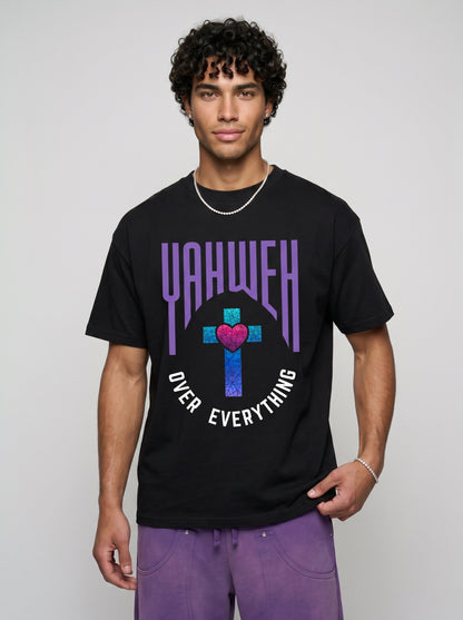 Yahweh over everything stained glass cross tee