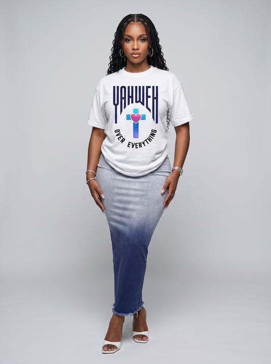 Yahweh over everything stained glass cross tee