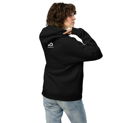 AfroDrip 'We Outside' Unisex Oversized Hoodie in black, angled front view showing dropped shoulders and oversized silhouette with graphic