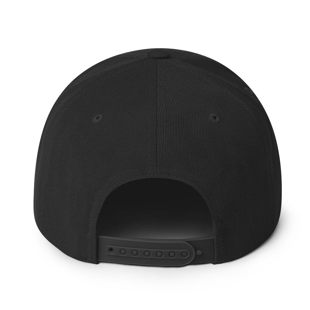 AfroDrip AfroBeats Snapback Hat in black, back view showing the adjustable snapback closure