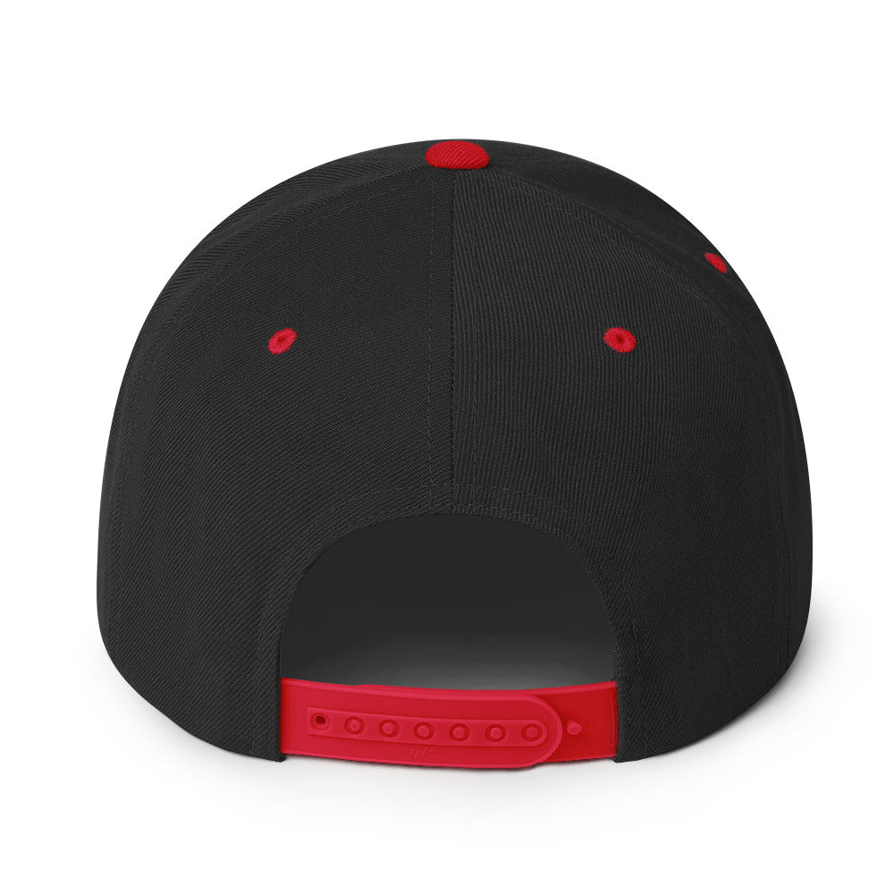 AfroDrip AfroBeats Snapback Hat in black, front view showing embroidered logo or graphic on the crown panel
