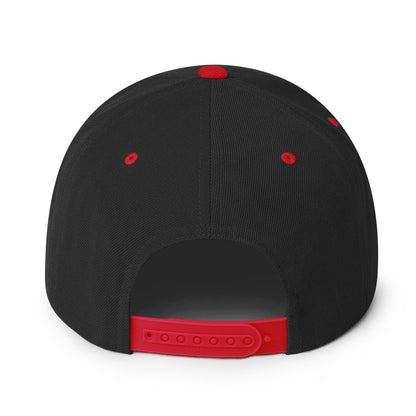 AfroDrip AfroBeats Snapback Hat in black, front view showing embroidered logo or graphic on the crown panel