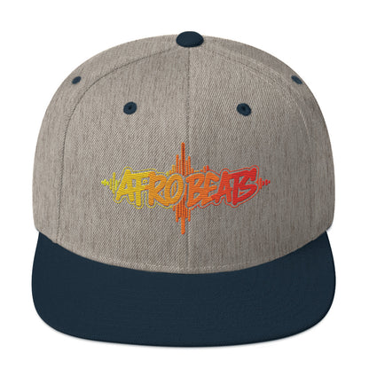AfroDrip AfroBeats Snapback Hat in black, front view showing embroidered logo or graphic on the crown panel