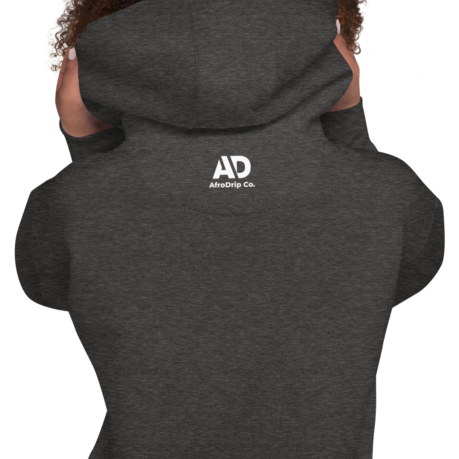 AfroDrip Classic Unisex Pullover Hoodie in black, front view, featuring the AfroDrip logo embroidered on the chest