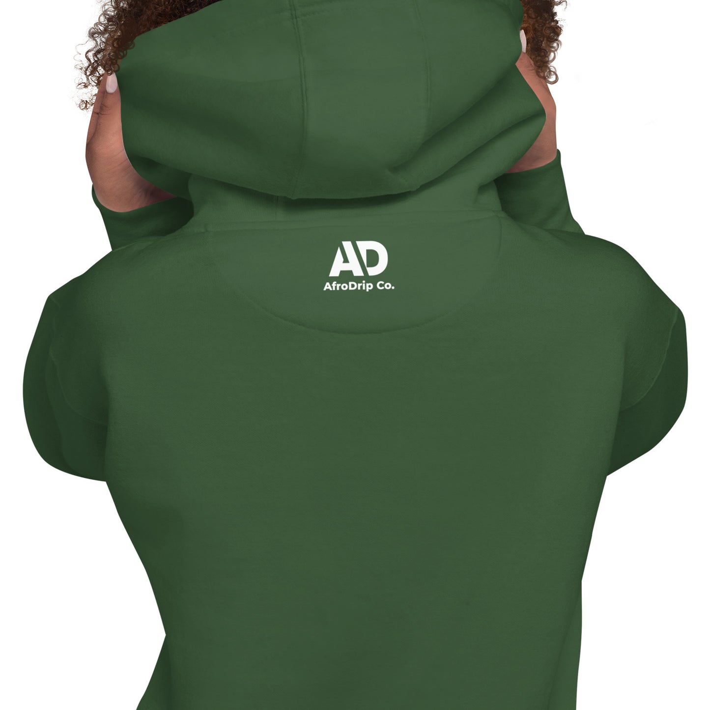 AfroDrip Classic Unisex Pullover Hoodie in black, front view, featuring the AfroDrip logo embroidered on the chest
