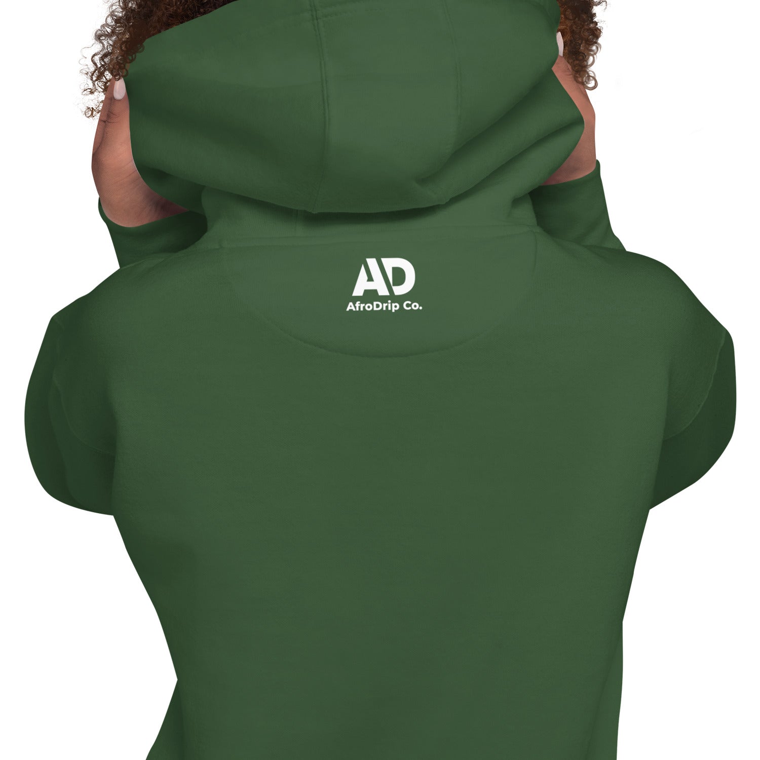 AfroDrip Classic Unisex Pullover Hoodie in black, front view, featuring the AfroDrip logo embroidered on the chest