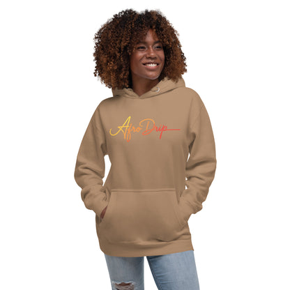 AfroDrip Classic Unisex Pullover Hoodie in black, front view, featuring the AfroDrip logo embroidered on the chest