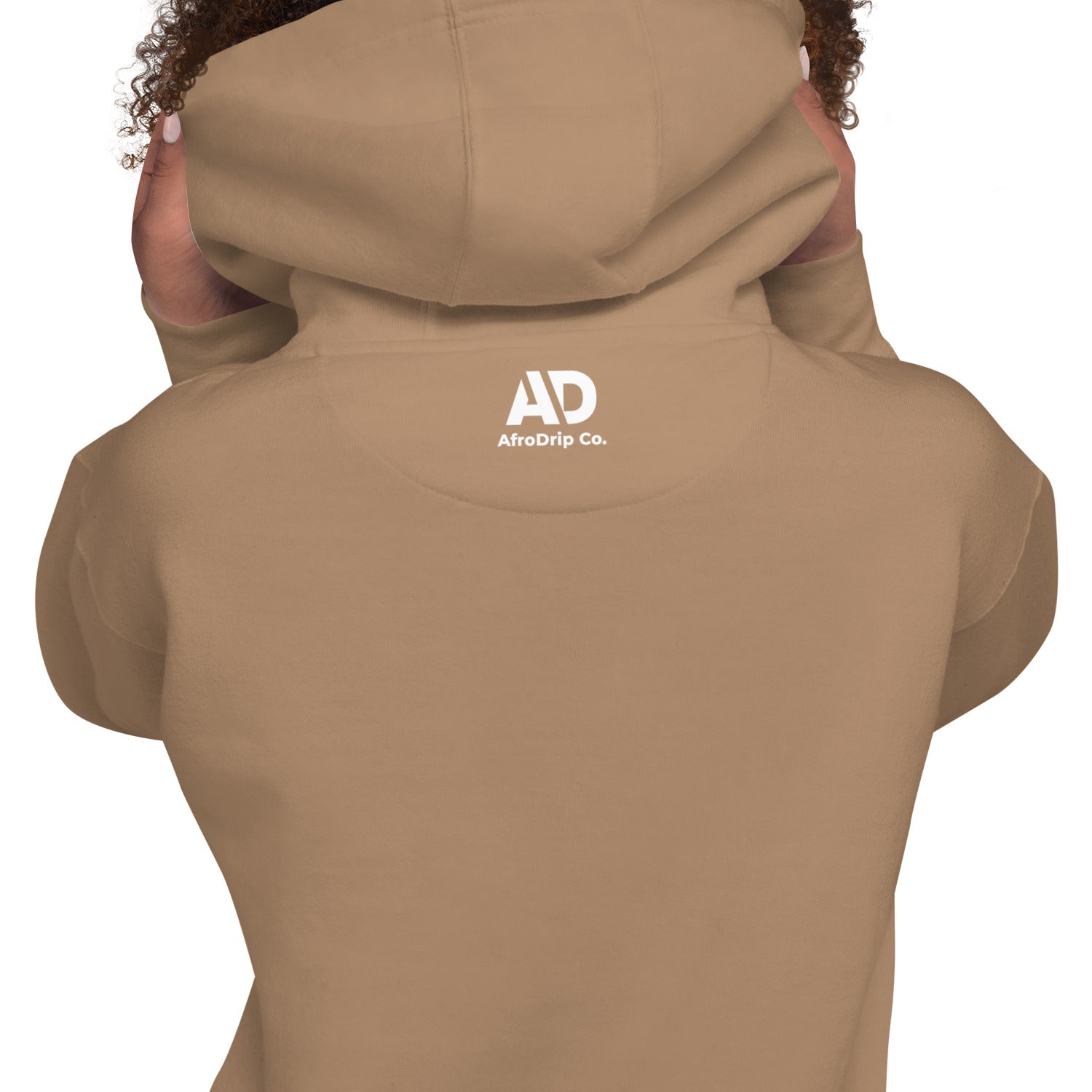 AfroDrip Classic Unisex Pullover Hoodie in black, front view, featuring the AfroDrip logo embroidered on the chest