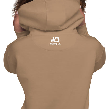 AfroDrip Classic Unisex Pullover Hoodie in black, front view, featuring the AfroDrip logo embroidered on the chest