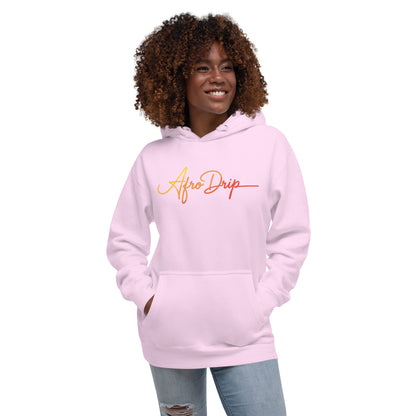 AfroDrip Classic Unisex Pullover Hoodie in black, front view, featuring the AfroDrip logo embroidered on the chest