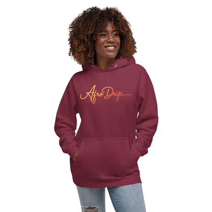 AfroDrip Classic Unisex Pullover Hoodie in black, front view, featuring the AfroDrip logo embroidered on the chest