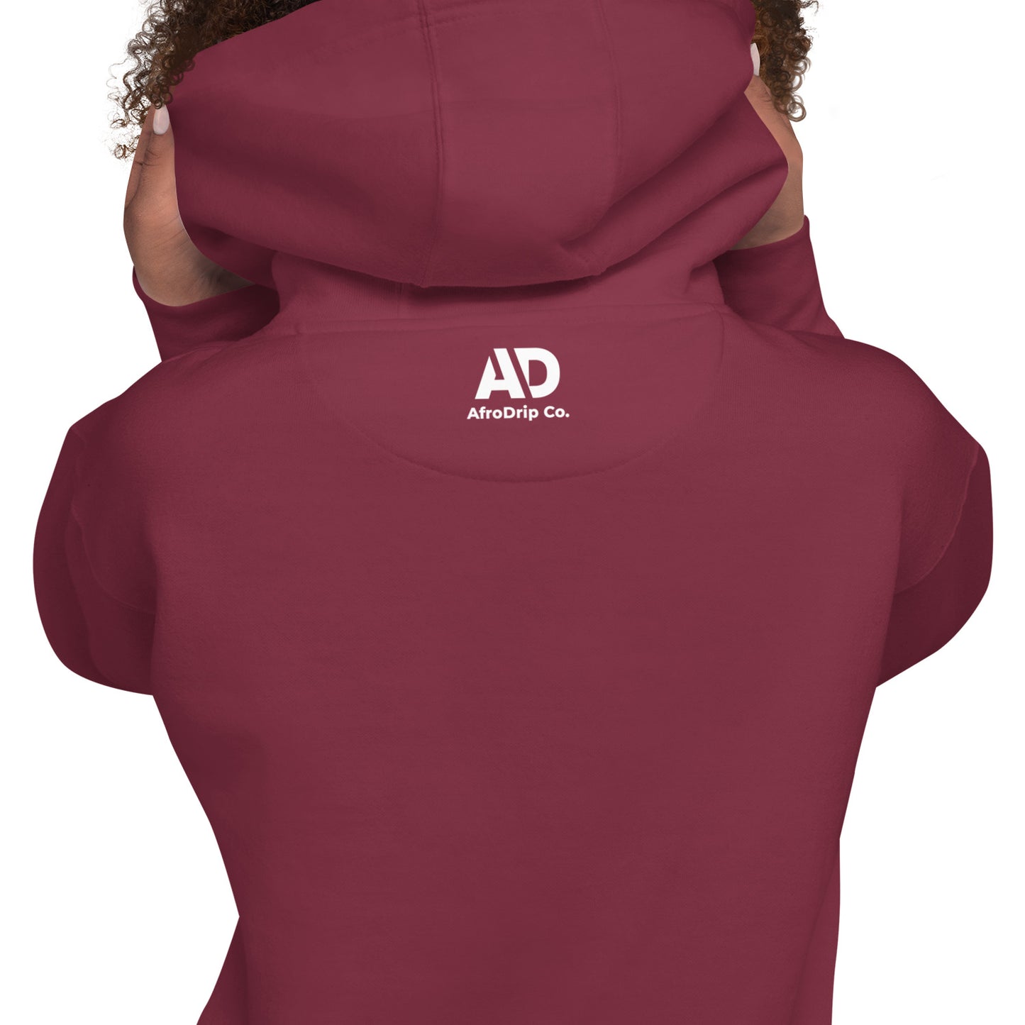 AfroDrip Classic Unisex Pullover Hoodie in black, front view, featuring the AfroDrip logo embroidered on the chest
