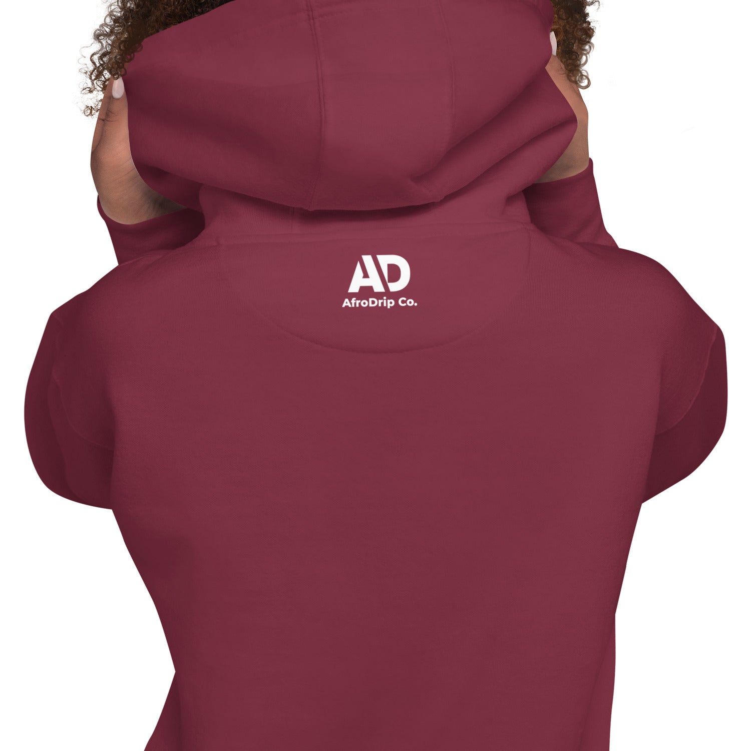 AfroDrip Classic Unisex Pullover Hoodie in black, front view, featuring the AfroDrip logo embroidered on the chest