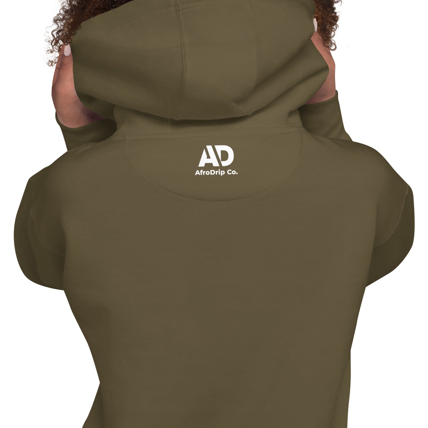 AfroDrip Classic Unisex Pullover Hoodie in black, front view, featuring the AfroDrip logo embroidered on the chest