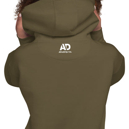 AfroDrip Classic Unisex Pullover Hoodie in black, front view, featuring the AfroDrip logo embroidered on the chest