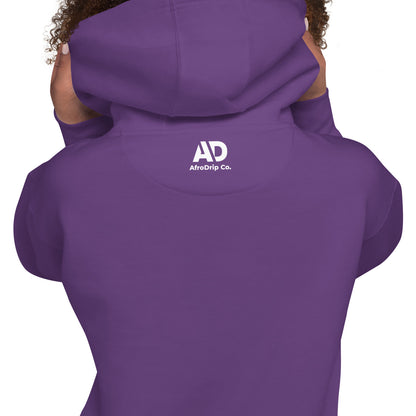 AfroDrip Classic Unisex Pullover Hoodie in black, front view, featuring the AfroDrip logo embroidered on the chest