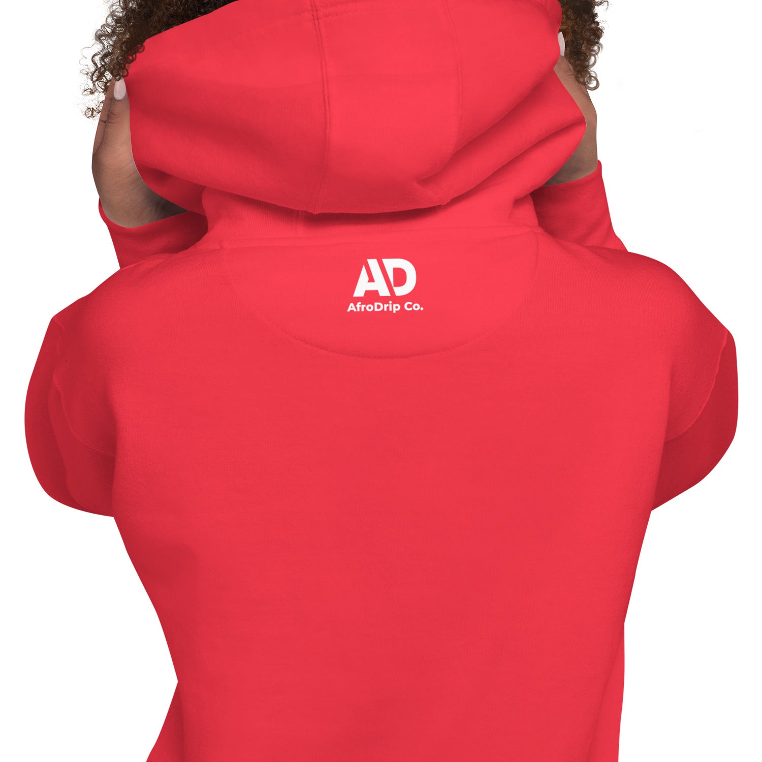 AfroDrip Classic Unisex Pullover Hoodie in black, front view, featuring the AfroDrip logo embroidered on the chest