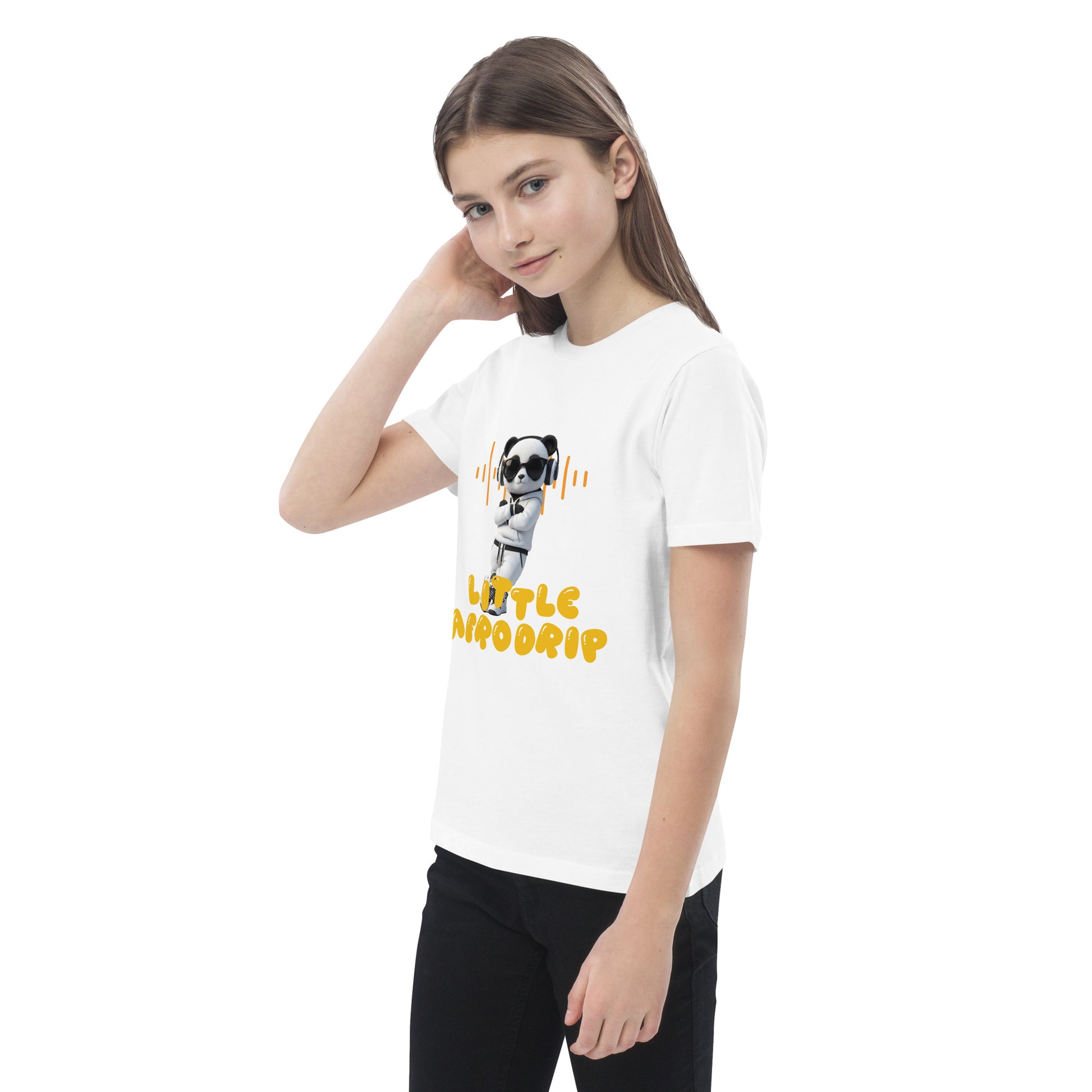 AfroDrip 'Little Afrodrip' Kids T-Shirt illustrated mockup showing a child wearing the Afrobeats-inspired graphic tee