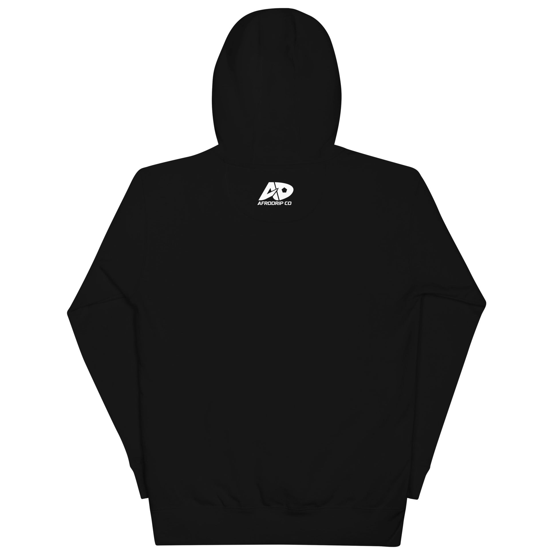 AfroDrip AfroBeats Unisex Pullover Hoodie modelled, showing how the black hoodie with AfroBeats graphic print fits when worn