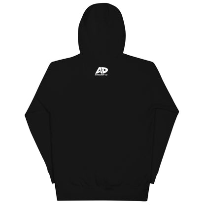 AfroDrip AfroBeats Unisex Pullover Hoodie modelled, showing how the black hoodie with AfroBeats graphic print fits when worn