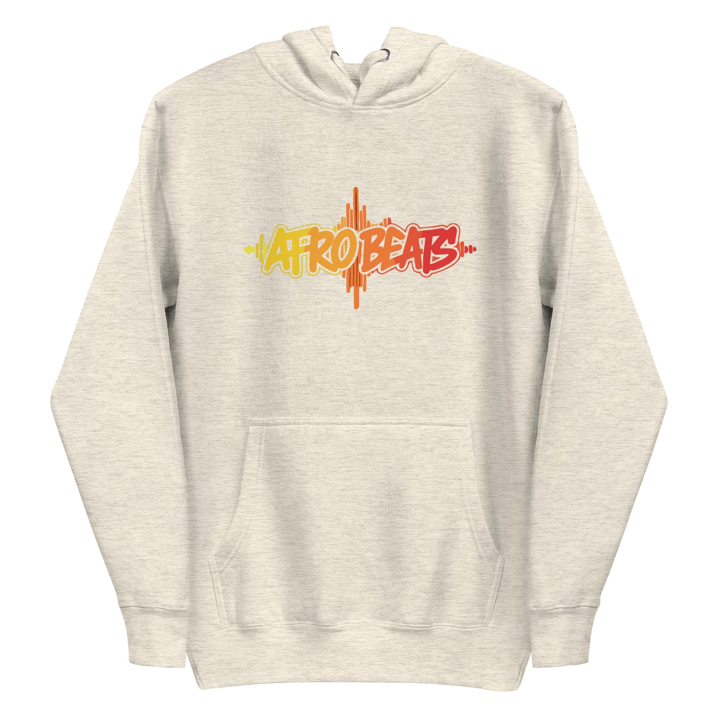 AfroDrip AfroBeats Unisex Pullover Hoodie in white, lifestyle or flat-lay view showing AfroBeats-inspired graphic print