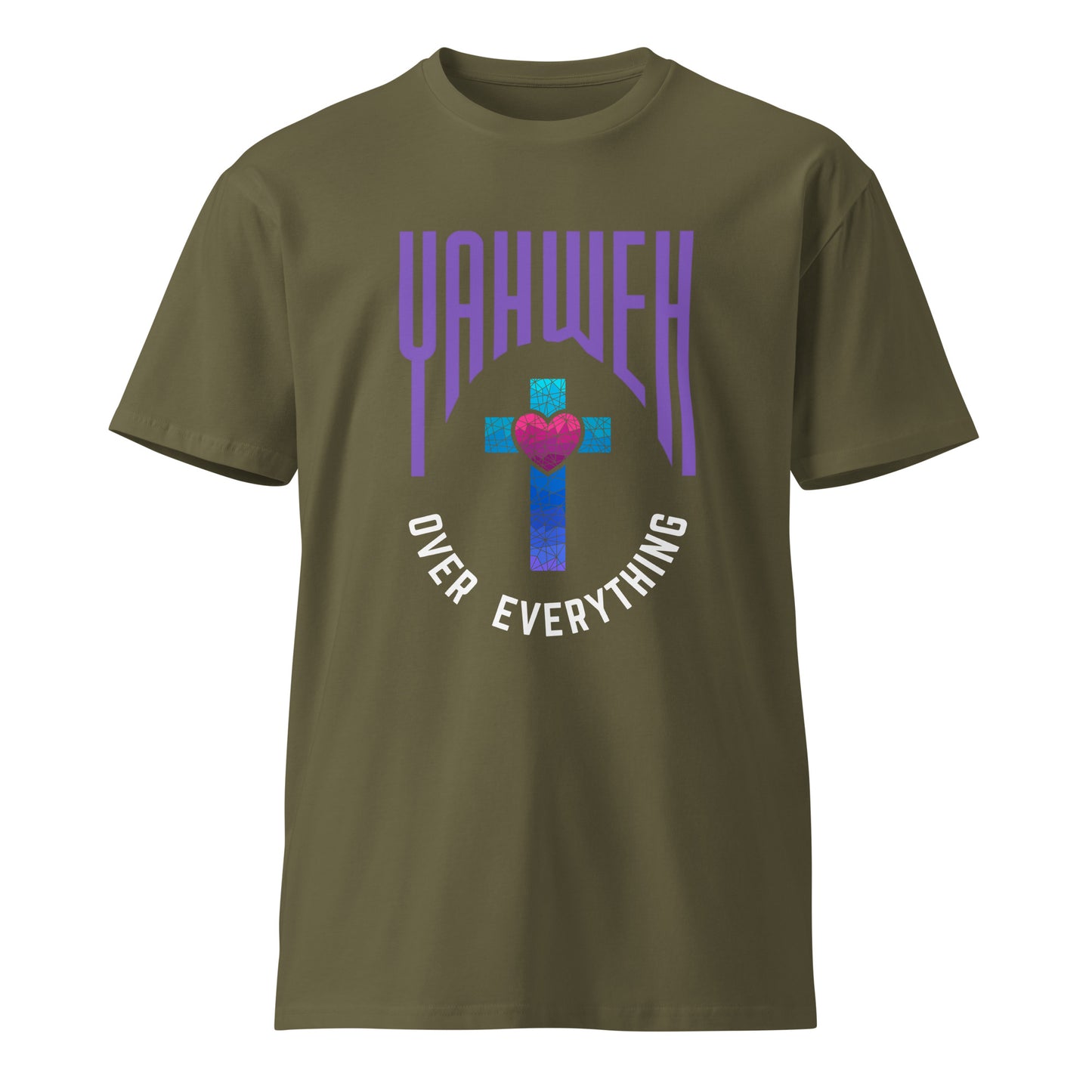 Yahweh over everything stained glass cross tee