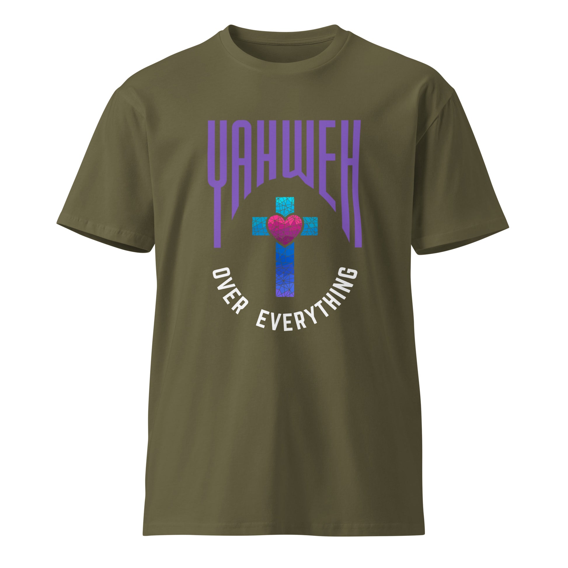 Yahweh over everything stained glass cross tee