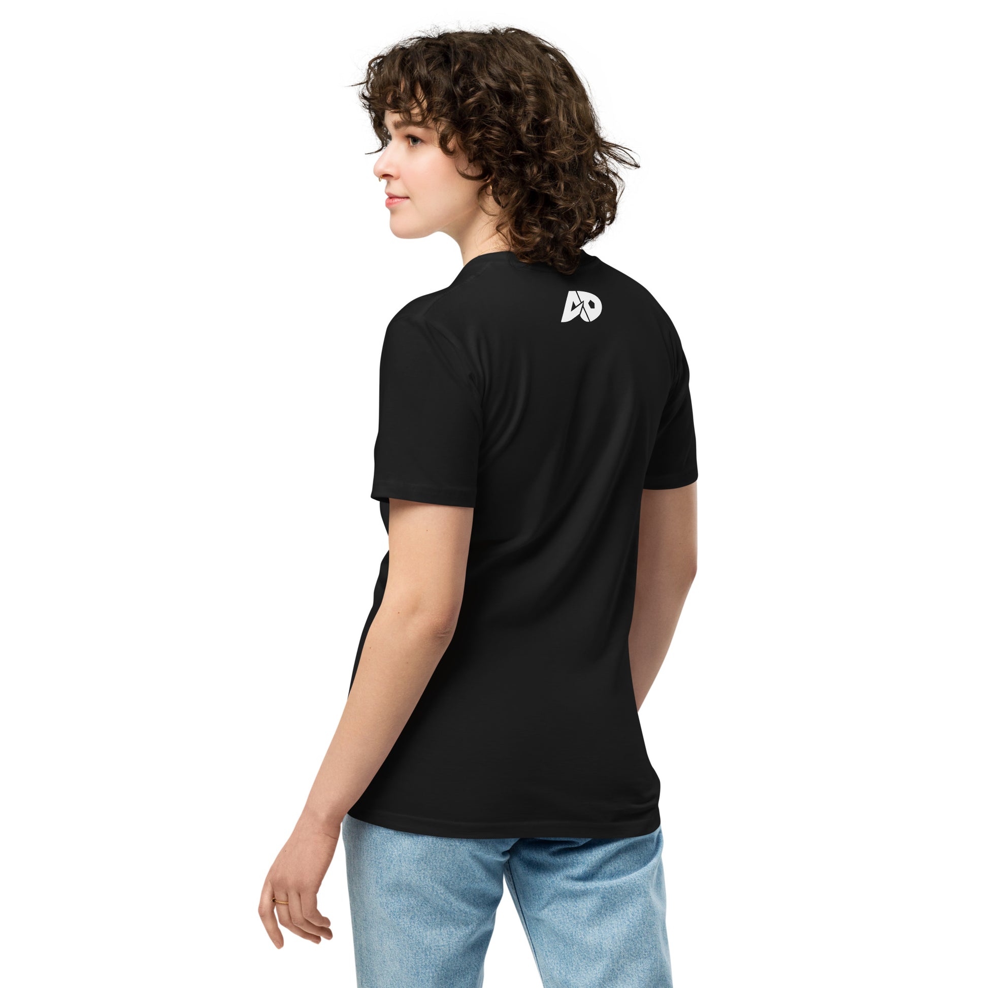 AfroDrip 'Dey Play' Classic Unisex Premium T-Shirt in black, back view showing graphic print design