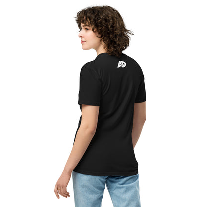 AfroDrip 'Dey Play' Classic Unisex Premium T-Shirt in black, back view showing graphic print design
