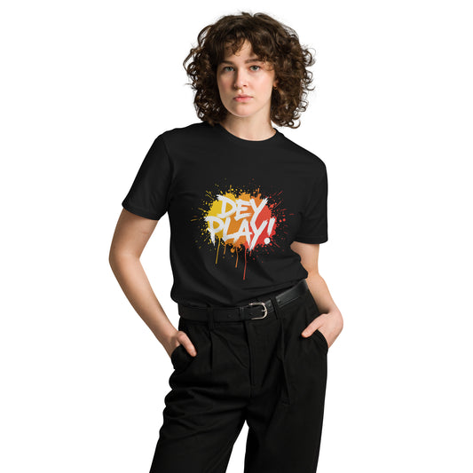 AfroDrip 'Dey Play' Classic Unisex Premium T-Shirt in black, front view showing graphic print design